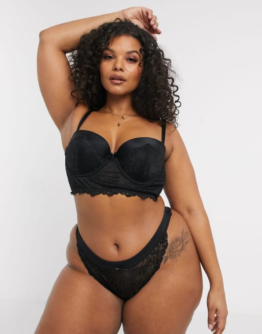 Conjunto de lencería en encaje negro Olivia de Simply Be 