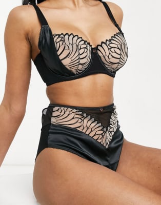 Conjunto de lencería negro con transparencias bordadas Fallen Angel de  Scantilly by Curvy Kate