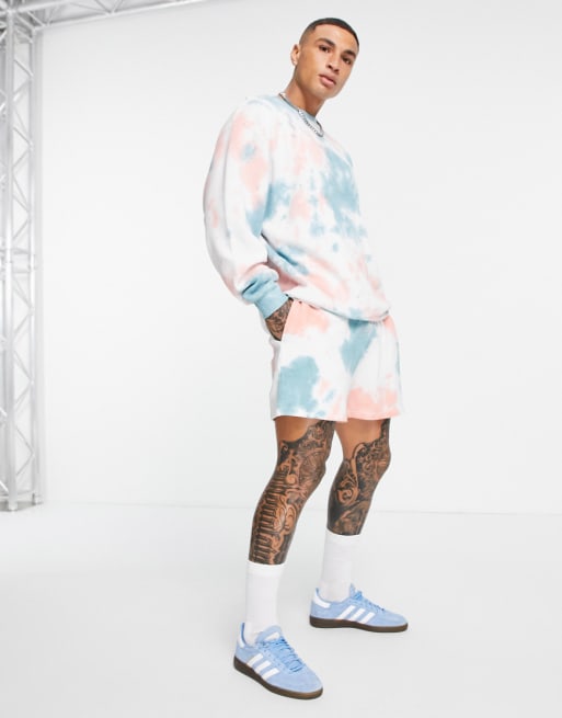 Conjunto de sudadera y shorts con efecto tie dye de punto de arroz de ASOS DESIGN