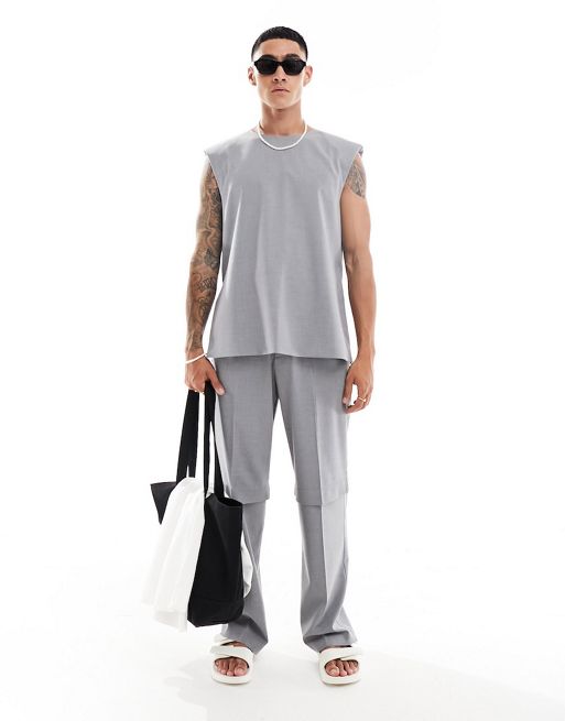 Conjunto de vestir gris de corte cuadrado de FhyzicsShops DESIGN