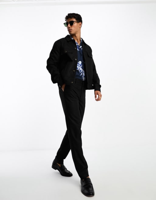 Conjunto de vestir negro de sarga de ASOS DESIGN