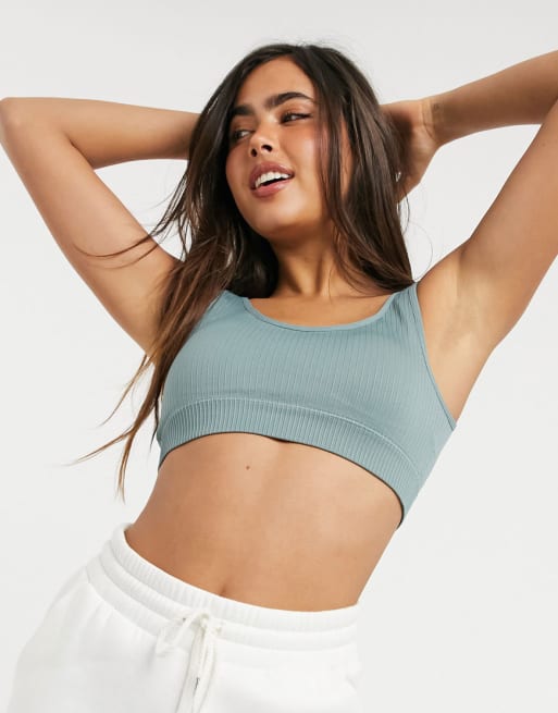 Conjunto deportivo azul claro de leggings y sujetador sin costuras de Mango