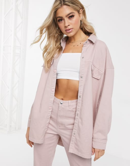 Conjunto en denim rosa de Missguided 