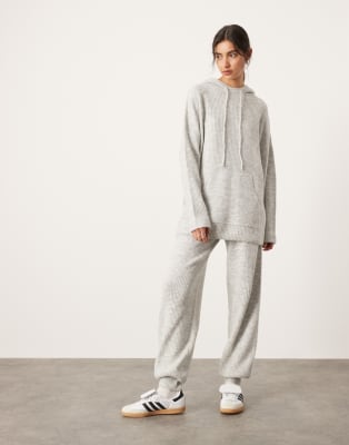 Conjunto gris hielo de sudadera extragrande con capucha y joggers de canalé de ASOS EDITION - view 1