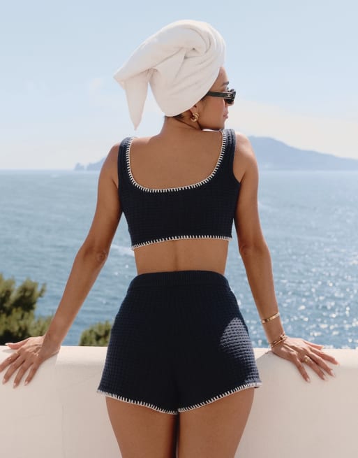 Conjunto playero azul marino de punto Juliette de 4th & Reckless x Luana Barron