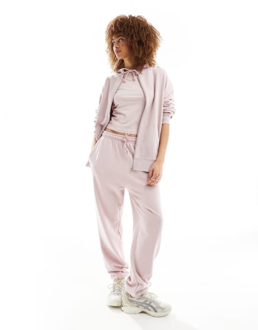 Conjunto rosa negruzco de camiseta, joggers y sudadera con capucha y cremallera Ultimate de ASOS DESIGN