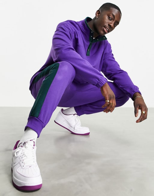 Conjunto violeta de sudadera extragrande y joggers con detalles en contraste de ASOS DESIGN