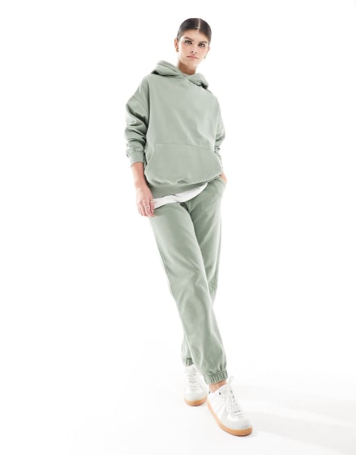 Cotton:On Classic Washed tracksuit in sage