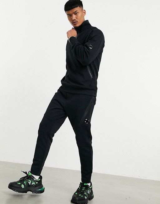 C.P. Company zip detail quarter zip sweat & joggers in black