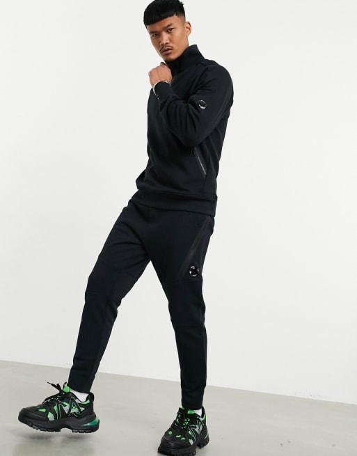 C.P. Company zip detail quarter zip sweat joggers in black ASOS