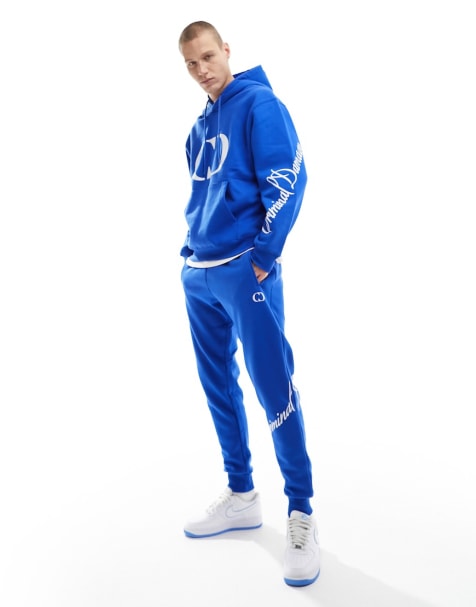 Criminal Damage hoodie & joggers in cobalt blue - view 1