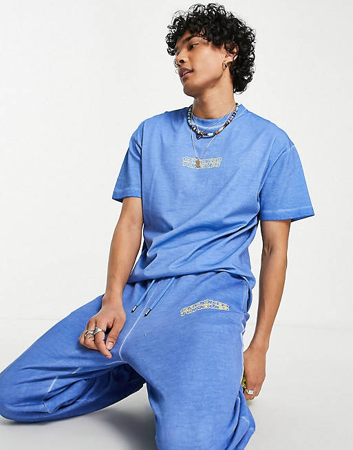 Crooked Tongues co-ord with logo print in blue