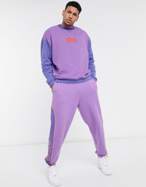 Crooked Tongues co-ord with purple cut & sew panels | ASOS