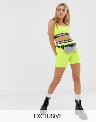  Crooked Tongues - Ensemble avec short et crop top - Fluo