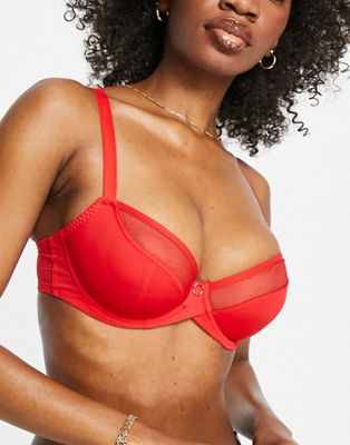 Curvy Kate Fuller Bust Daily balcony bra with sheer mesh insert in flame red