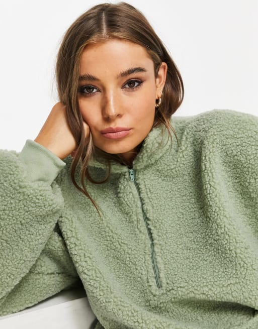 Daisy Street – Kombiteil-Set aus Fleece-Oberteil und Jogginghose in Pistazie