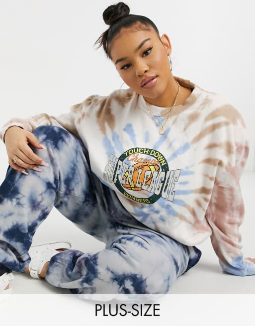 Daisy Street Plus tie-dye co-ord high waisted joggers