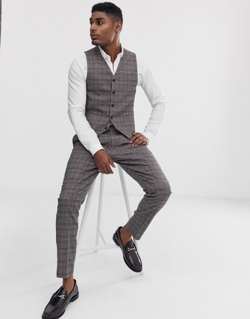 Devils Advocate Costume coupe skinny Carreaux marron ASOS