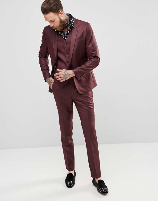 Devils Advocate Costume slim Rouge métallisé ASOS