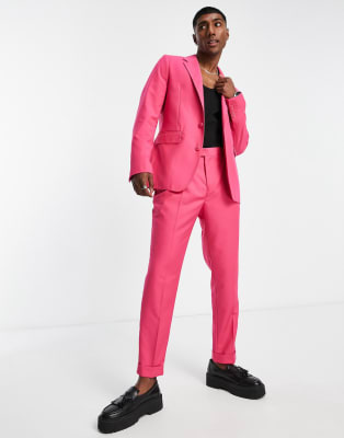 Devil's Advocate – Schmal zulaufender Anzug in leuchtendem Rosa