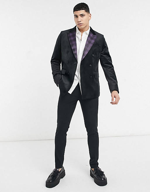 Devils Advocate velvet skinny fit contrast collar suit | ASOS