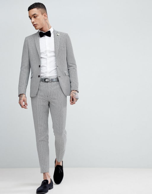 Devil's Advocate - Veste de costume ajustée avec imprimé zigzag