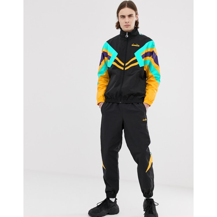 Diadora MVB panelled tracksuit in black ASOS