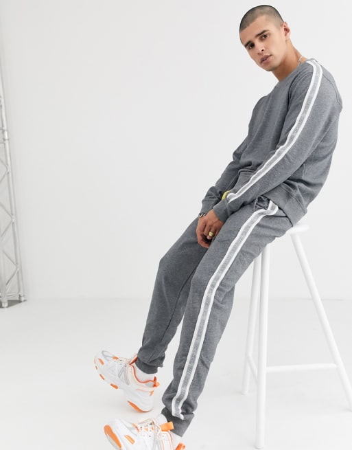 Diesel taped logo lounge tracksuit set in grey | ASOS