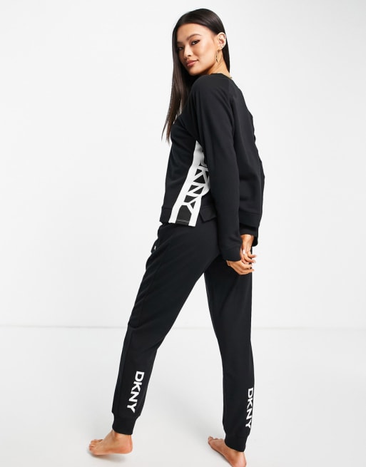 DKNY jersey logo loungewear co-ord in black | ASOS