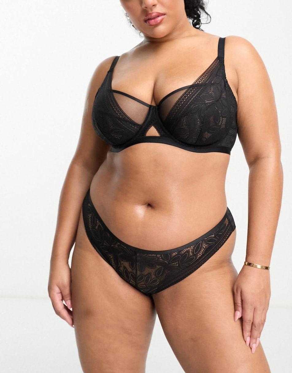 Dorina Astrid lace and mesh set in black