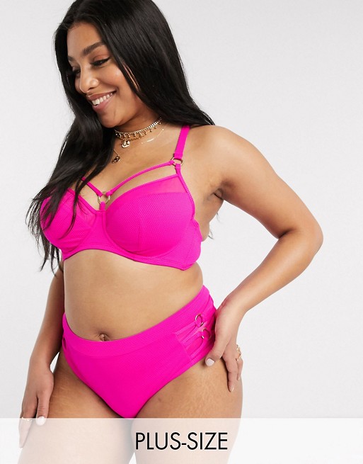 Dorina Curve underwire bikini top with strapping detail in pink