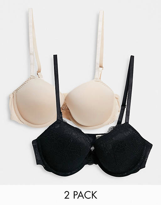 Dorina Enact 2 pack lingerie set in black and beige