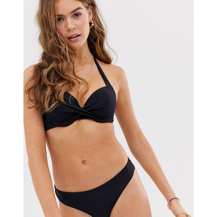 slank vragenlijst Geloofsbelijdenis Dorina Halter Neck Black Push Up Bikini | ASOS