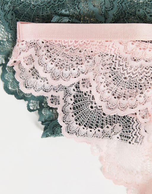 Dorina Mia lace 2 pack lingerie set in green and pink