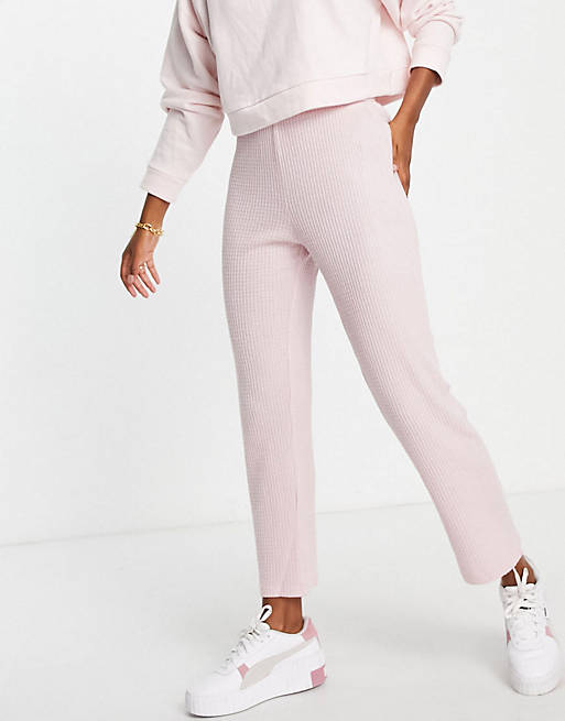 Dorina Waffle textured cropped sweat in pink - PINK