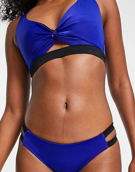 Dorina - Waverly - Completo bikini nero e blu cobalto double-face