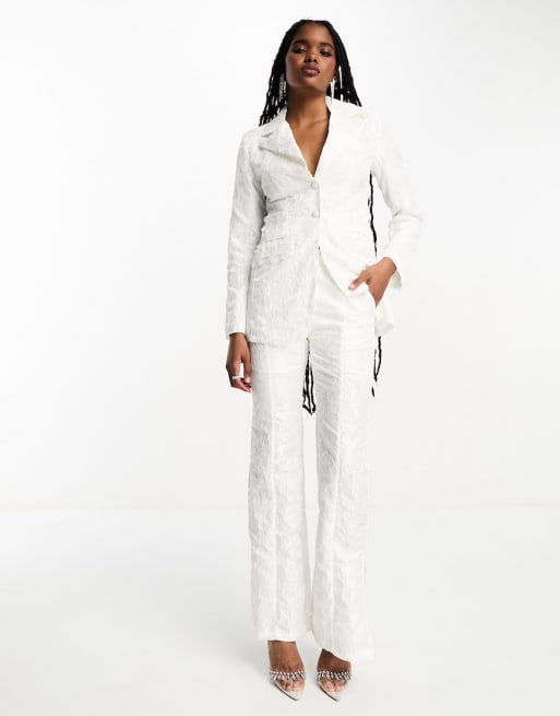 Dream Sister Jane Bridal tailored fit floral jacquard suit set in ivory