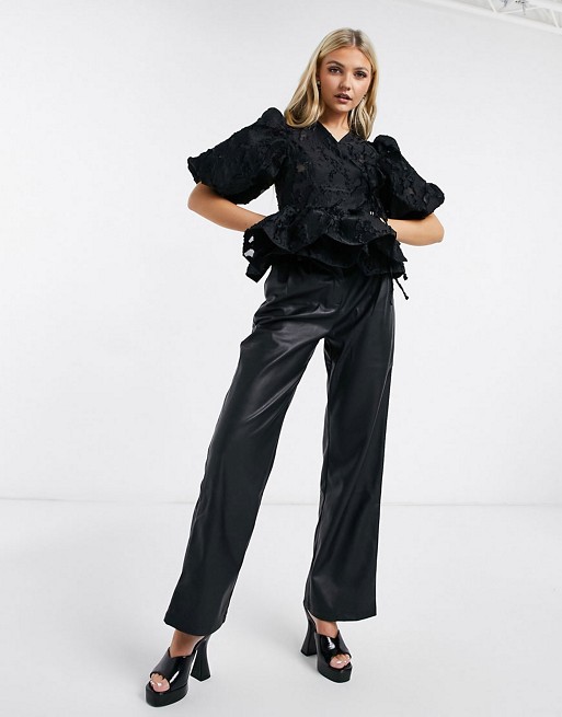 Dream Sister Jane organza wrap blouse and smock maxi skirt in black co ord