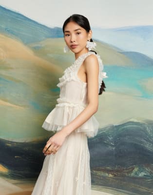 Dream Sister Jane tulle ruffle top & skirt co-ord in cream