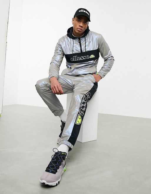 ellesse reflective tracksuit in silver