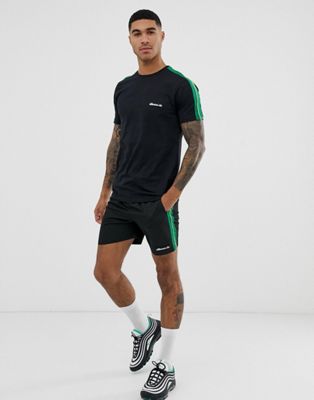ellesse summer tracksuit with green taping in black | ASOS