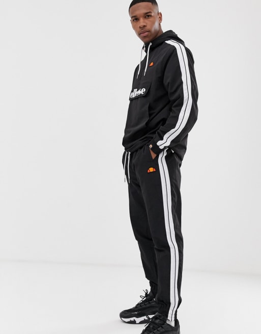 ellesse tracksuit with piping in black