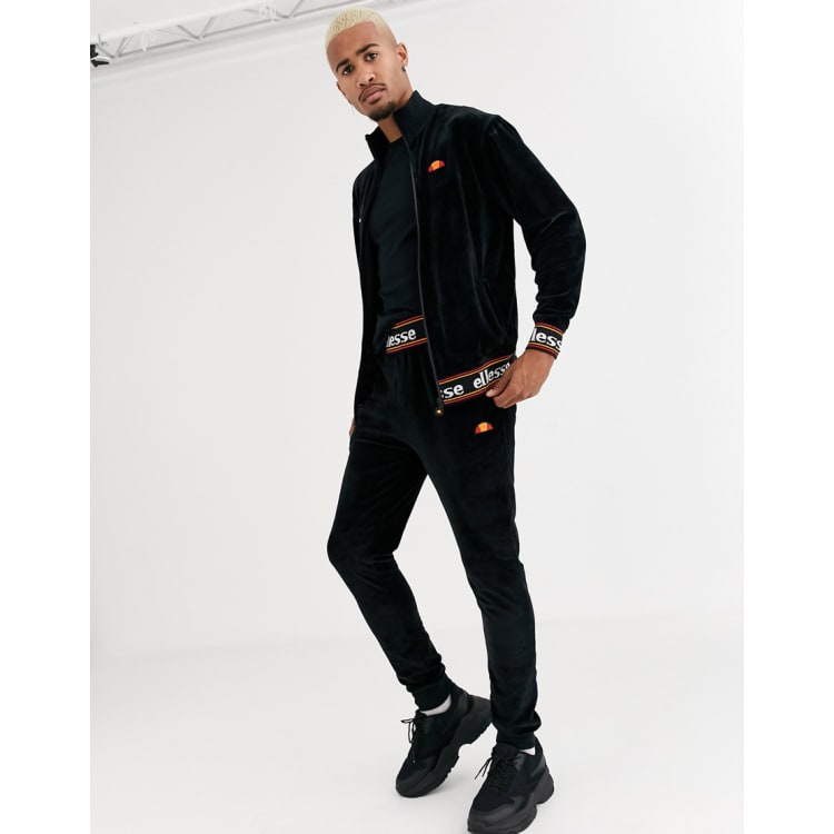 ellesse velour tracksuit in black ASOS