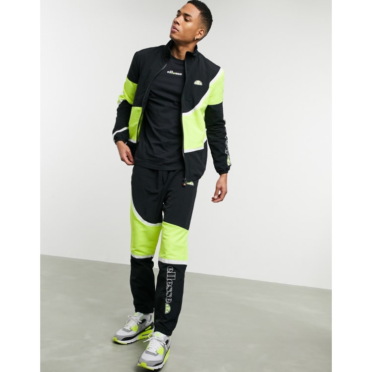 ellesse x Smiley paneled tracksuit in black/green | ASOS
