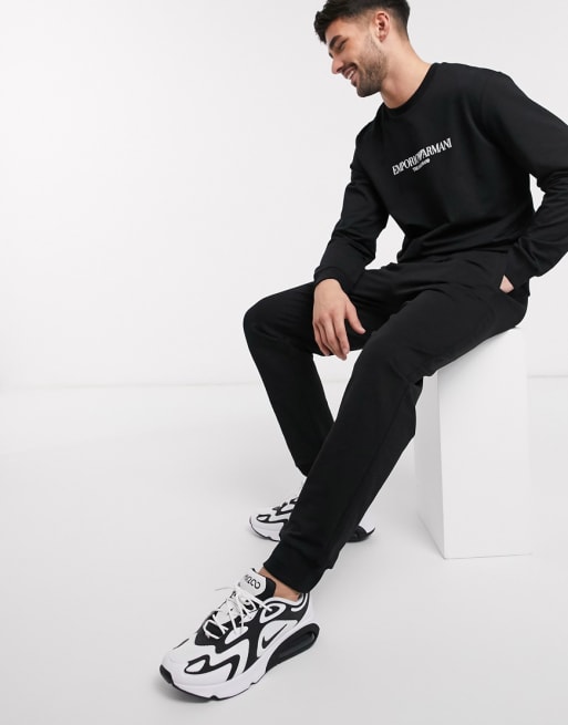 Emporio Armani classic logo tracksuit set in black ASOS