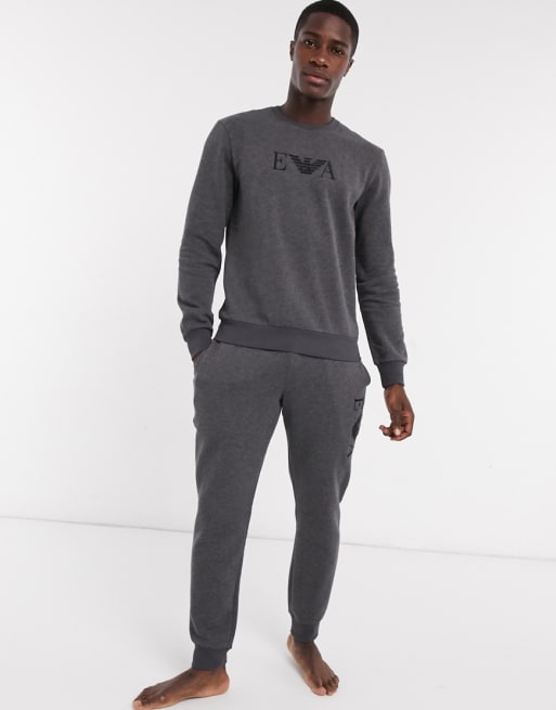 Emporio Armani – EVA – Grauer Lounge-Trainingsanzug mit Stickerei