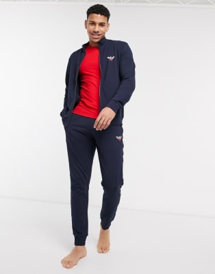 emporio armani lightweight lounge tracksuit navy