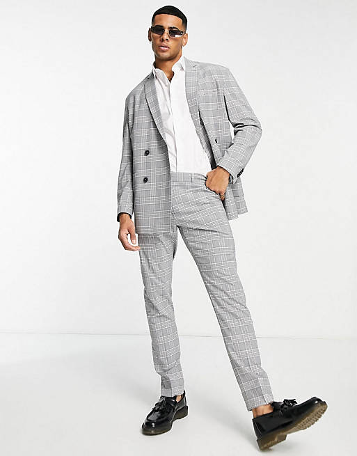 asos.com | Eng geschnittener Anzug in Dunkelgrau kariert – Suit 15