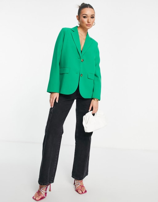 Envii oversized blazer and high-waist wide leg pants in bold green ...