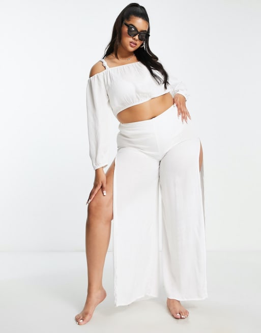 Esclusiva Esmée Plus - Coordinato bianco da mare con top a fascia